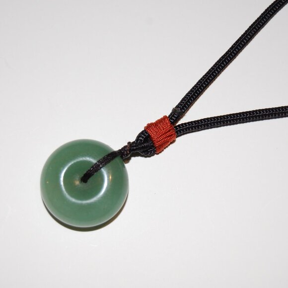 Jade Necklace,Green Jade Pendant Cord Necklace,Good Luck Necklace - Picture 2 of 4